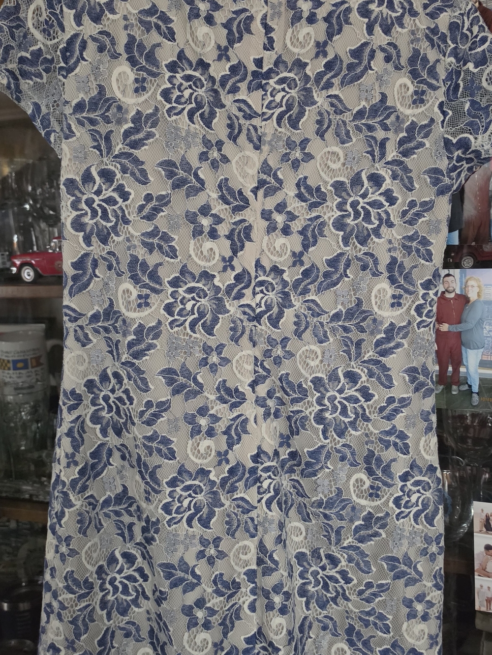 Tommy Hilfiger Sz 6 Blue/Cream Floral Lace Dress LIKE NEW!